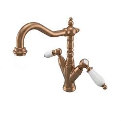 PB classic robinet de lavabo bec blanc 18.5 cm couleur bronze 1208854302